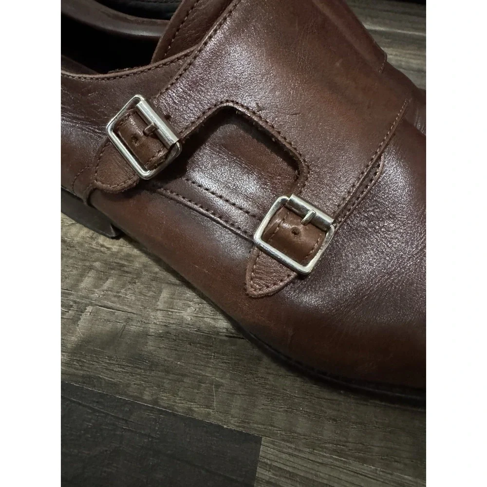 To Boot New York Brown Leather Double Monk Strap Shoes Mens Size 10.5 Made Italy